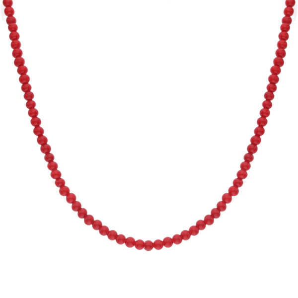 Серебряное колье с кораллом имитацией